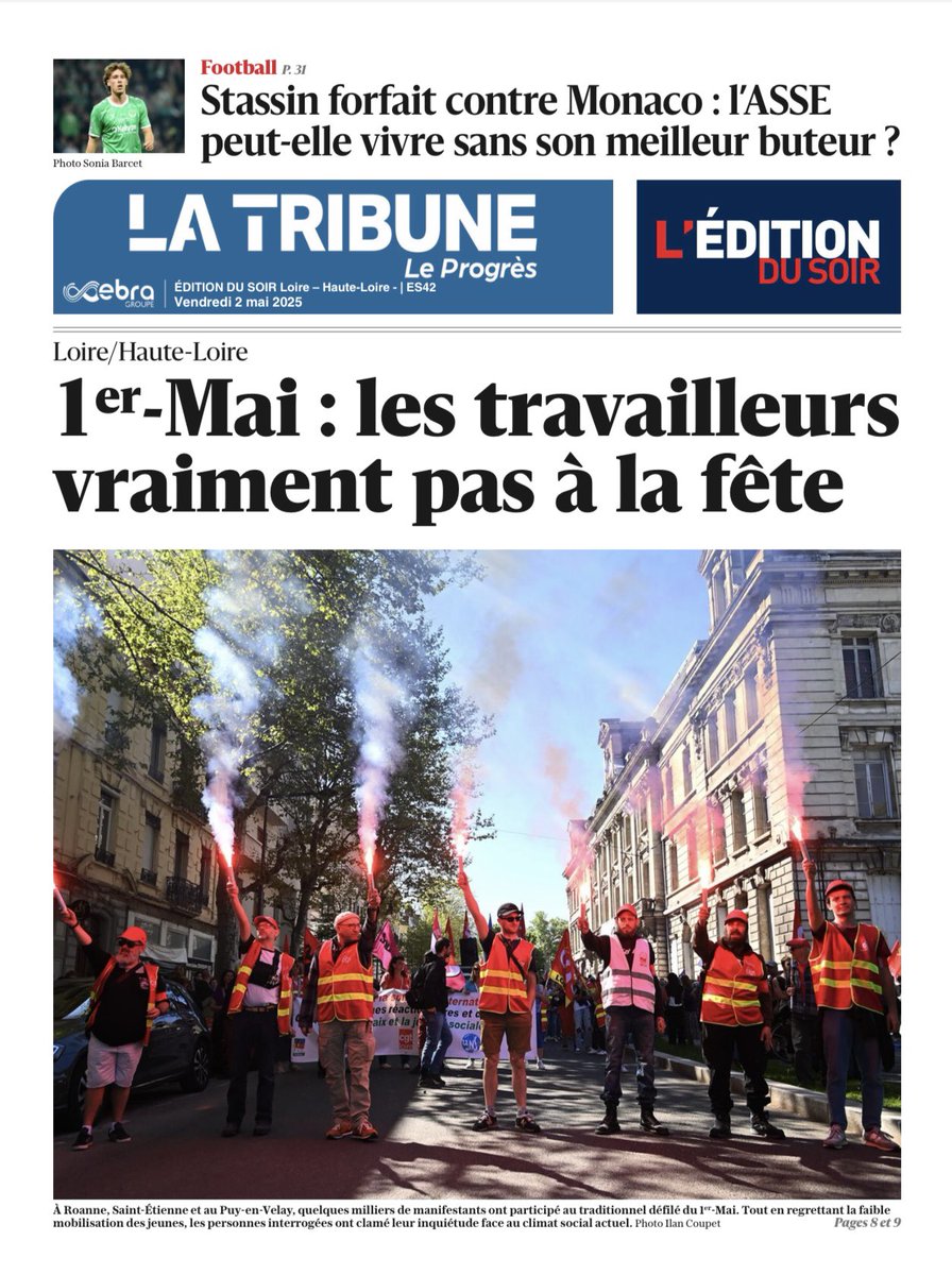 Photo en Une du <a href="/Leprogresloire/">Le Progrès Loire</a> 👇🏼