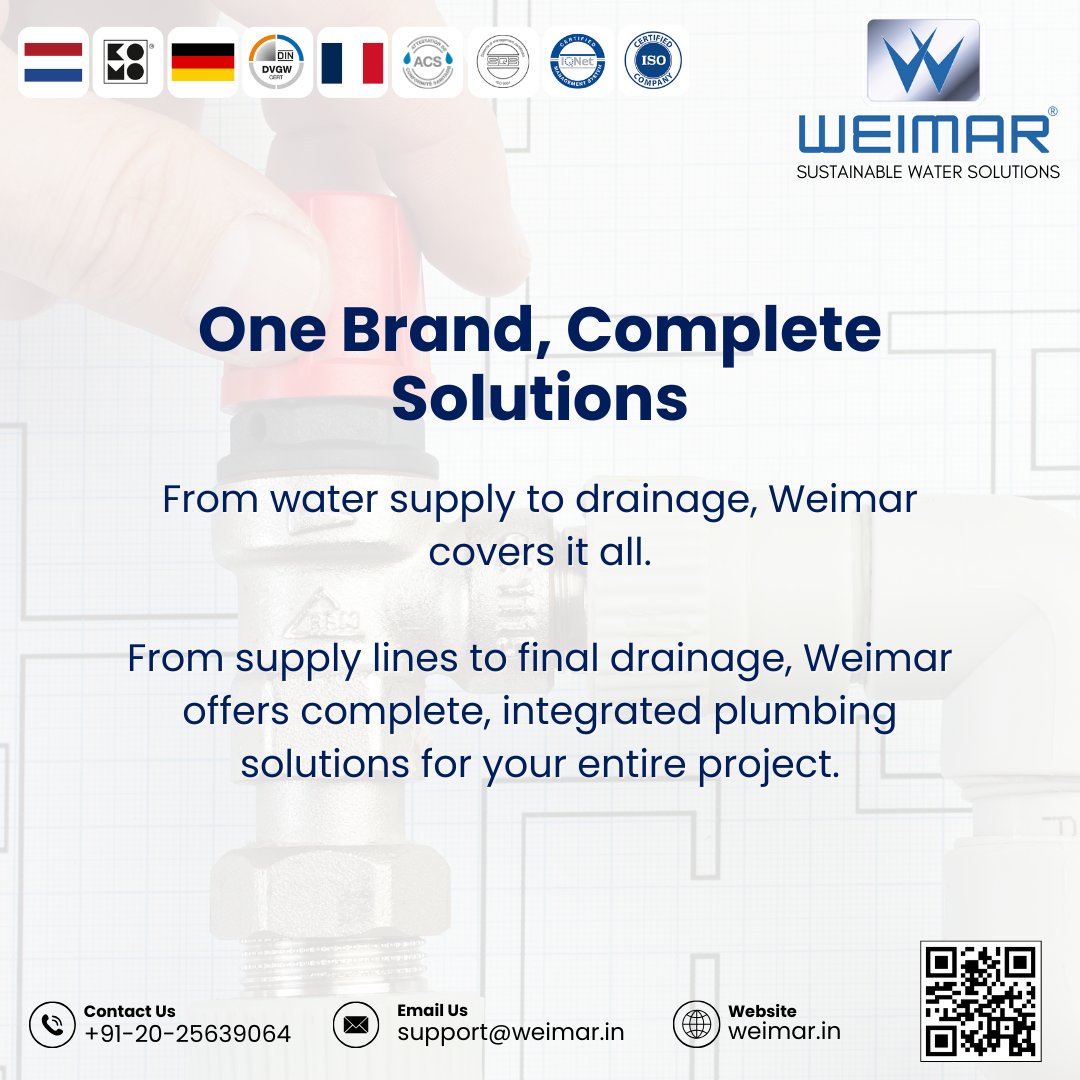 weimarindiallp's tweet image. Whether it&apos;s water supply piping, hygienic drainage, or plumbing accessories, Weimar delivers end-to-end solutions for modern infrastructure.

#ModernPlumbing #WeimarSolutions #FlexiblePlumbing #LeakProofTechnology #InnovativePlumbing #PlumbingMadeEasy #DurablePipes