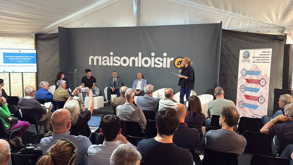 A Maison &amp; Loisir si parla di Comunità Energetiche Rinnovabili. Opportunità ed esperienze a confronto grazie ad Assessorato Sviluppo Economico, Chambre e COA Energia. <a href="/vdaufficiale/">Regione Autonoma Valle d'Aosta</a> <a href="/luigibertschy/">Luigi Bertschy</a>