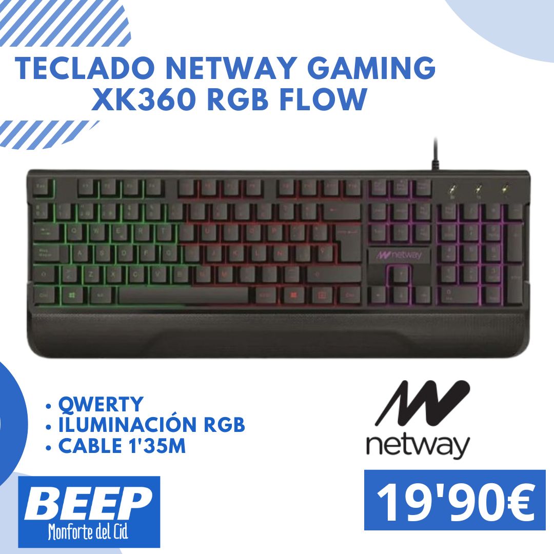 BEEPMonforteCid's tweet image. 🎮 ¡Domina el juego con estilo!
Presentamos el Teclado Netway Gaming XK360 RGB Flow por 19,90 €:
• Distribución QWERTY completa
• Iluminación RGB Flow personalizable
• Cable de 1,35 m para máxima libertad
📍 Disponible en BEEP Monforte del Cid
#Gaming #RGBFlow #Netway #BEEP