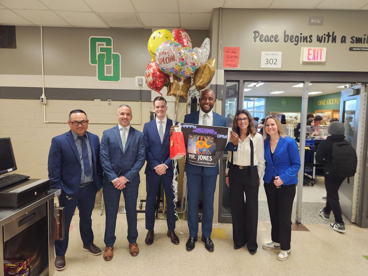 MrJonesOLY's tweet photo. My Assistant Principal team and secretaries took time to acknowledge National Principal's Day! I couldn't be more proud to Principal of a place where we do the necessary and hard work to help students achieve. And, I couldn't be more lucky to do this with such a  great team! https://t.co/2s8G0ybEBI
