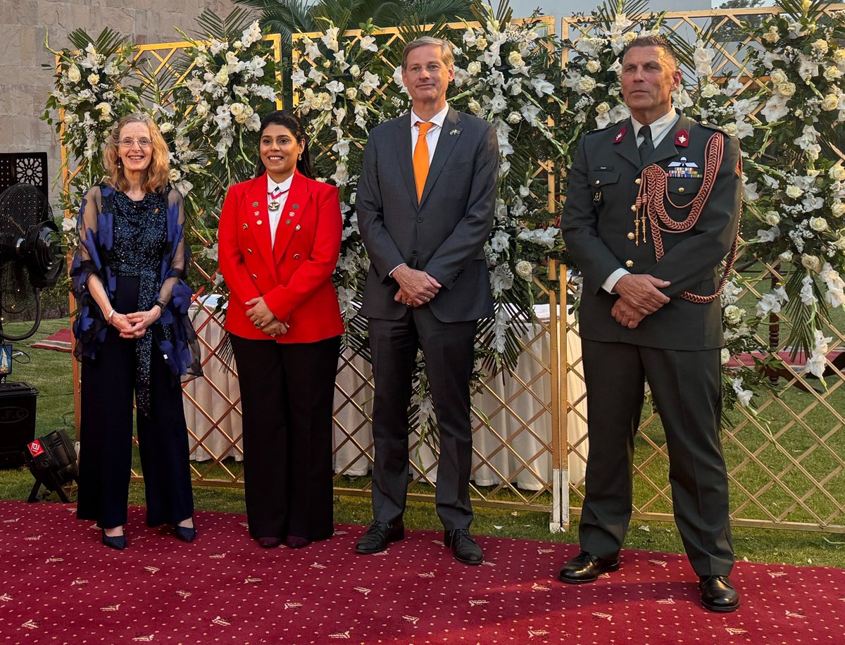 Sania Alam with the Hon. Ambassador of Netherlands Ms. Henny Deputy Ambassador Mr. Hajo, &amp; Defense Attaché of the Kingdom of Netherlands. Had a wonderful gathering at the King’s Day celebration at Serena, Islamabad on April 29th, 2025. Joined by Shomie Alam, Author.