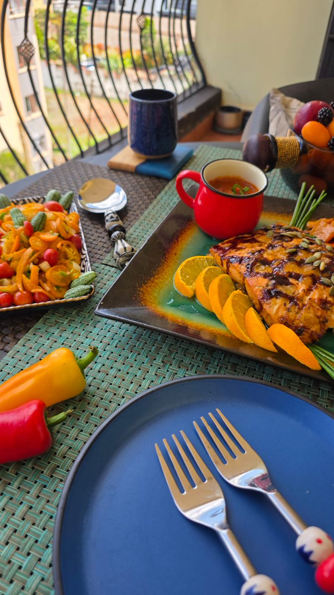m_mutebi's tweet photo. This weekend, I found solace in the kitchen: baked mango-orange salmon, roasted butternut, kumquat salsa, and red quinoa with microgreens. As a #cancersurgeon, cooking is my #therapy. Studies show it boosts mood &amp; reduces stress. #CulinaryTherapy

Read: https://t.co/0uRZFi95MU https://t.co/NMxO1kuZ6t