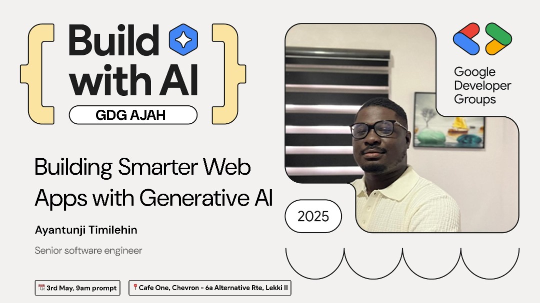 🚨 TOMORROW IN AJAH! 🚨

We’re thrilled to host #BuildWithAI with an amazing speaker lineup ready to inspire and ignite your AI journey! 🤖💡

🎤 Timilehin Ayantunji
🎤 Ijeoma Eti
🎤 Moyin Ipinmoroti
🎤 Buchi Michelle Okonicha

📍 CafeOne, Chevron
📅 May 3, 2025
🕘 9am

#GDGAjah
