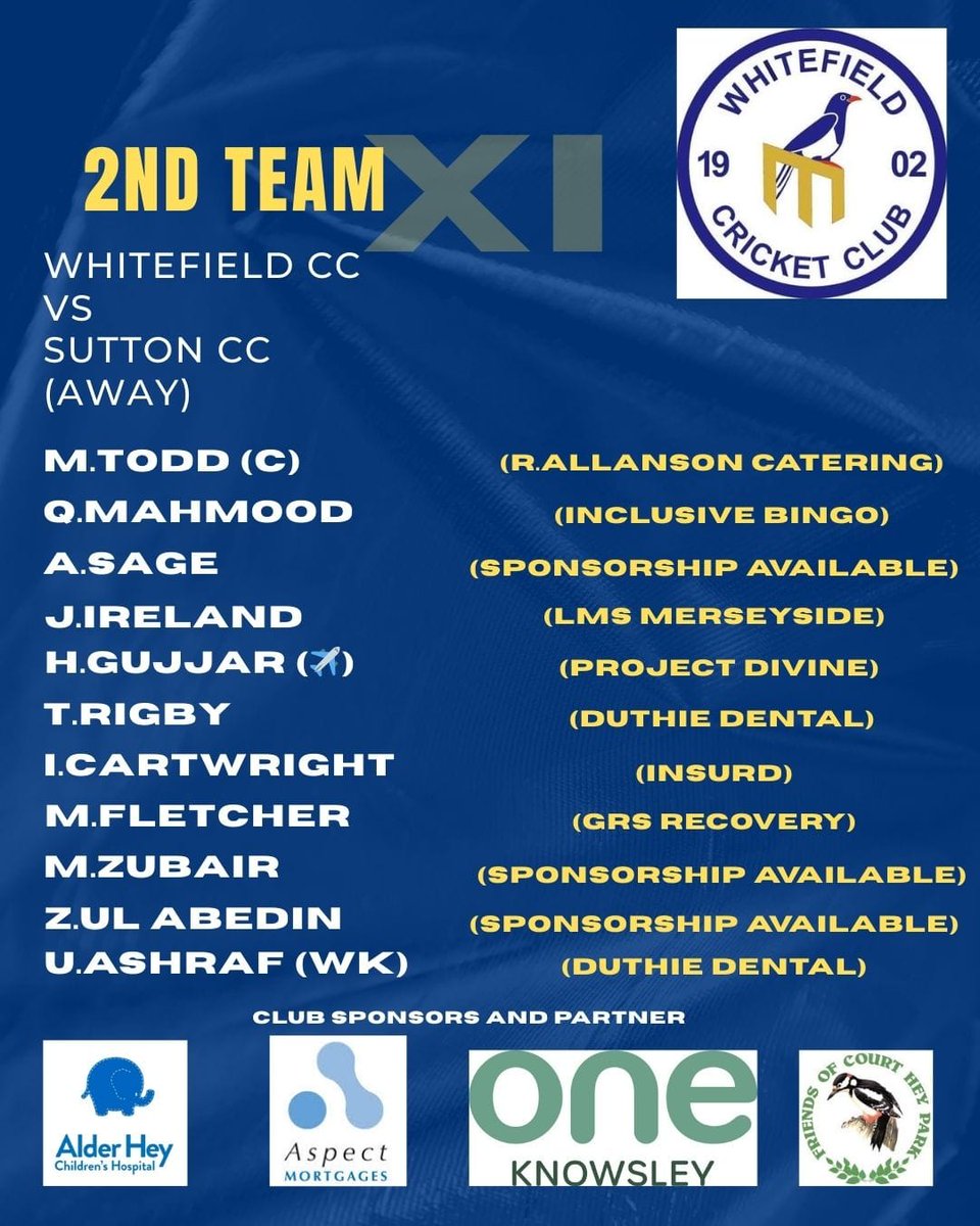 *Team News*

1st XI and 2nd XI for tomorrow's fixtures.

Let's hope for another good weekend!

#forzawhitefield #theloveclub

💙💛💙💛💙💛💙💛