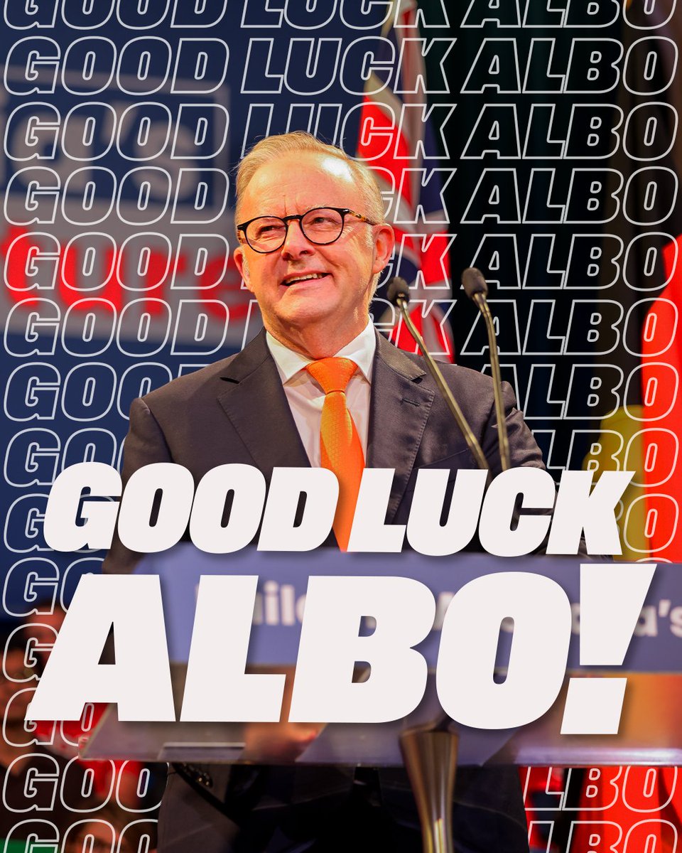 I want to take a moment to wish <a href="/AlboMP/">Anthony Albanese</a> and the entire <a href="/AustralianLabor/">Australian Labor</a> team all the best today.

You're our best bet at building Australia's future.

Vote 1 Labor!
