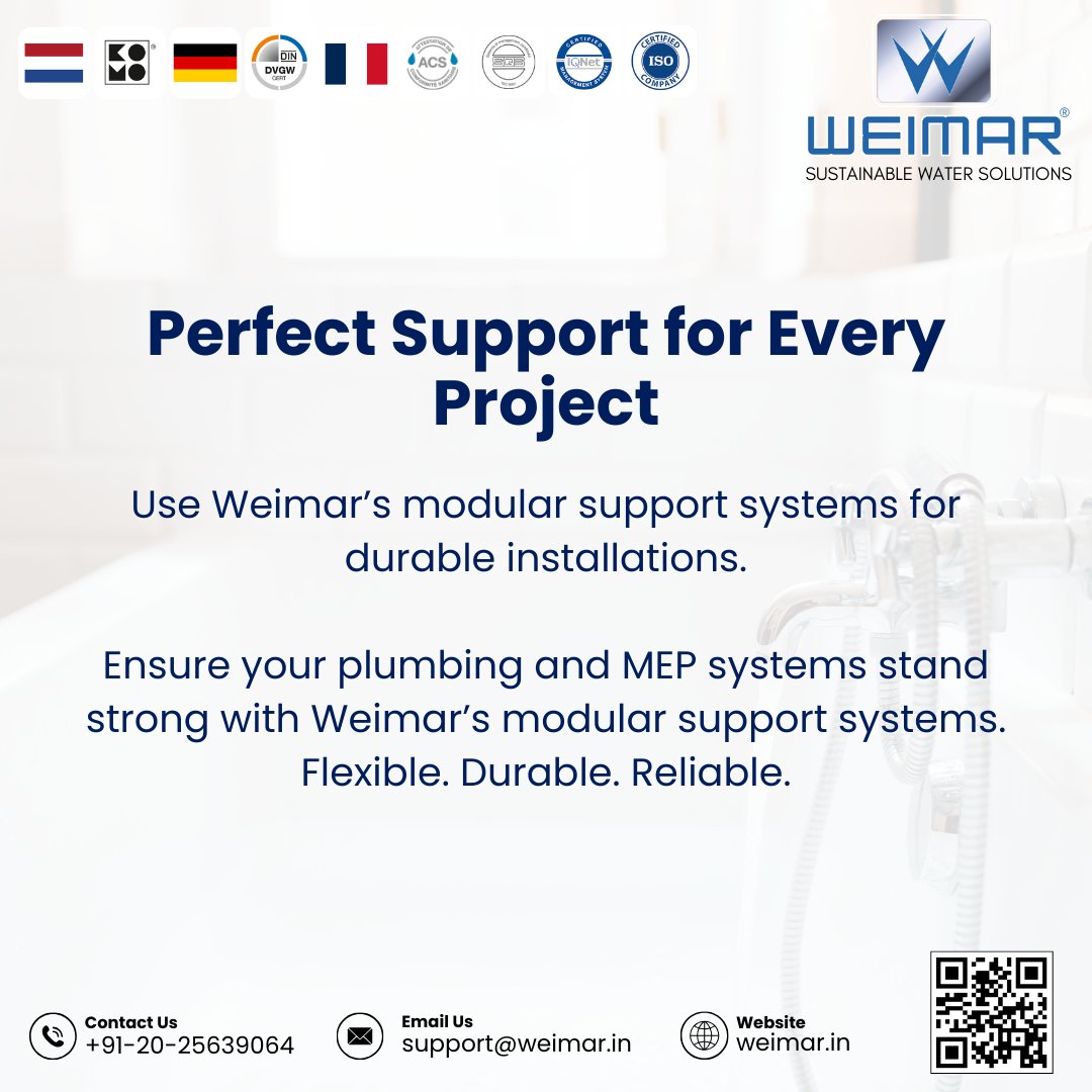 weimarindiallp's tweet image. Behind every reliable plumbing or MEP system is a solid support structure.
Weimar’s Modular Support Systems are designed for durability, flexibility, and ease of installation – giving your projects the stability they deserve.

#ModernPlumbing #WeimarSolutions #FlexiblePlumbing