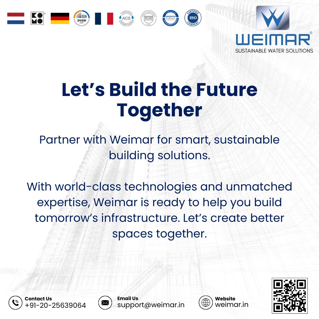 weimarindiallp's tweet image. At Weimar India LLP, we combine European innovation with deep local insight to deliver future-ready plumbing and drainage systems for modern infrastructure.

#ModernPlumbing #WeimarSolutions #FlexiblePlumbing #LeakProofTechnology #InnovativePlumbing #PlumbingMadeEasy