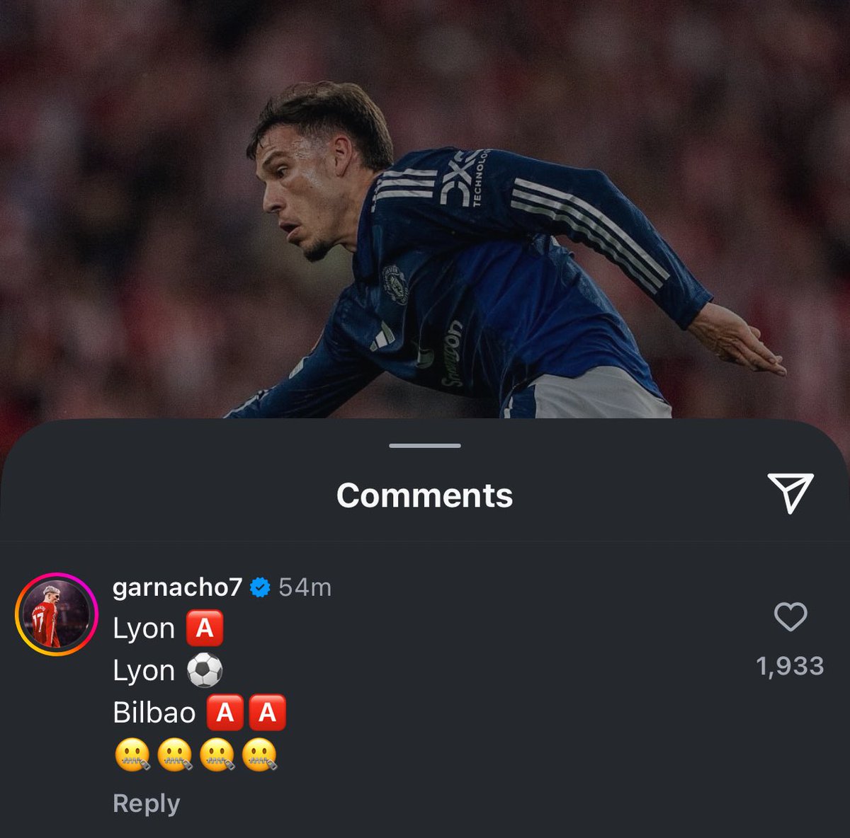 🚨📸 | Alejandro Garnacho praising Manuel Ugarte via Instagram! 🤝❤️
