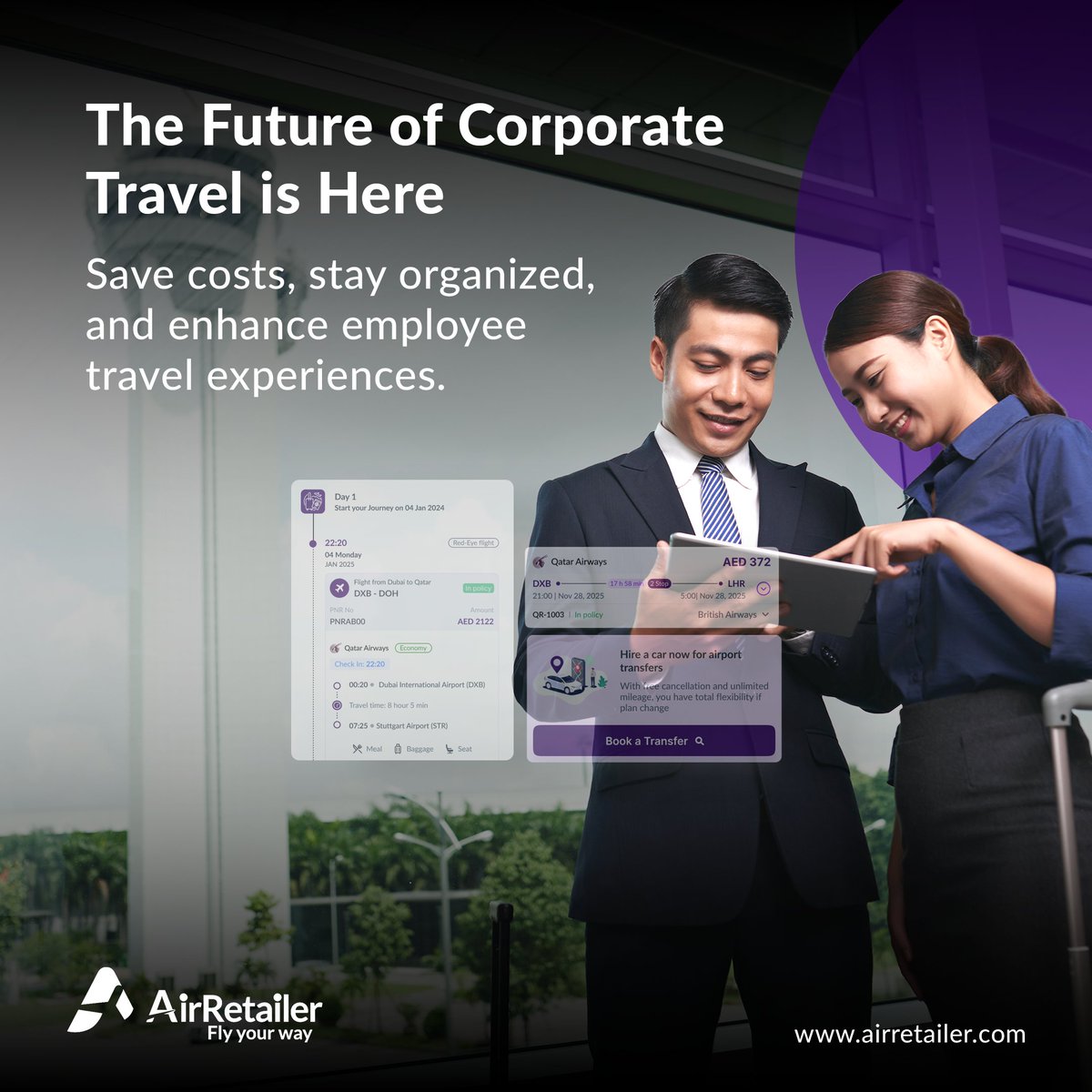AirRetailer's tweet photo. As business travel evolves, companies need modern solutions. AirRetailer’s next-gen platform streamlines bookings, monitors expenses in real time, and ensures policy compliance—making corporate travel effortless!
.
.
.
#AirRetailer #BusinessTravel #IATA #NDC #TMC #CorporateTravel https://t.co/bomVeMvQz6