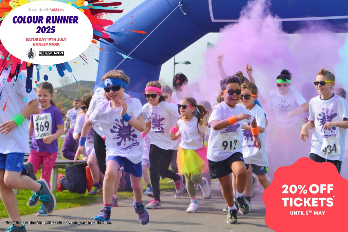 Our iconic Colour Runner is BACK! 🏃‍♀️🌈

Get ready to experience the ultimate colour adventure on July 19th, at Hanley Park, ST1 4DX. 🎉

Sponsored by <a href="/KenJervisKia/">Ken Jervis Limited</a>, celebrating #SOT100.

Sign up today 👉 bit.ly/42SVGYL

#ColourRun #Stoke #FamilyFun #FunRun