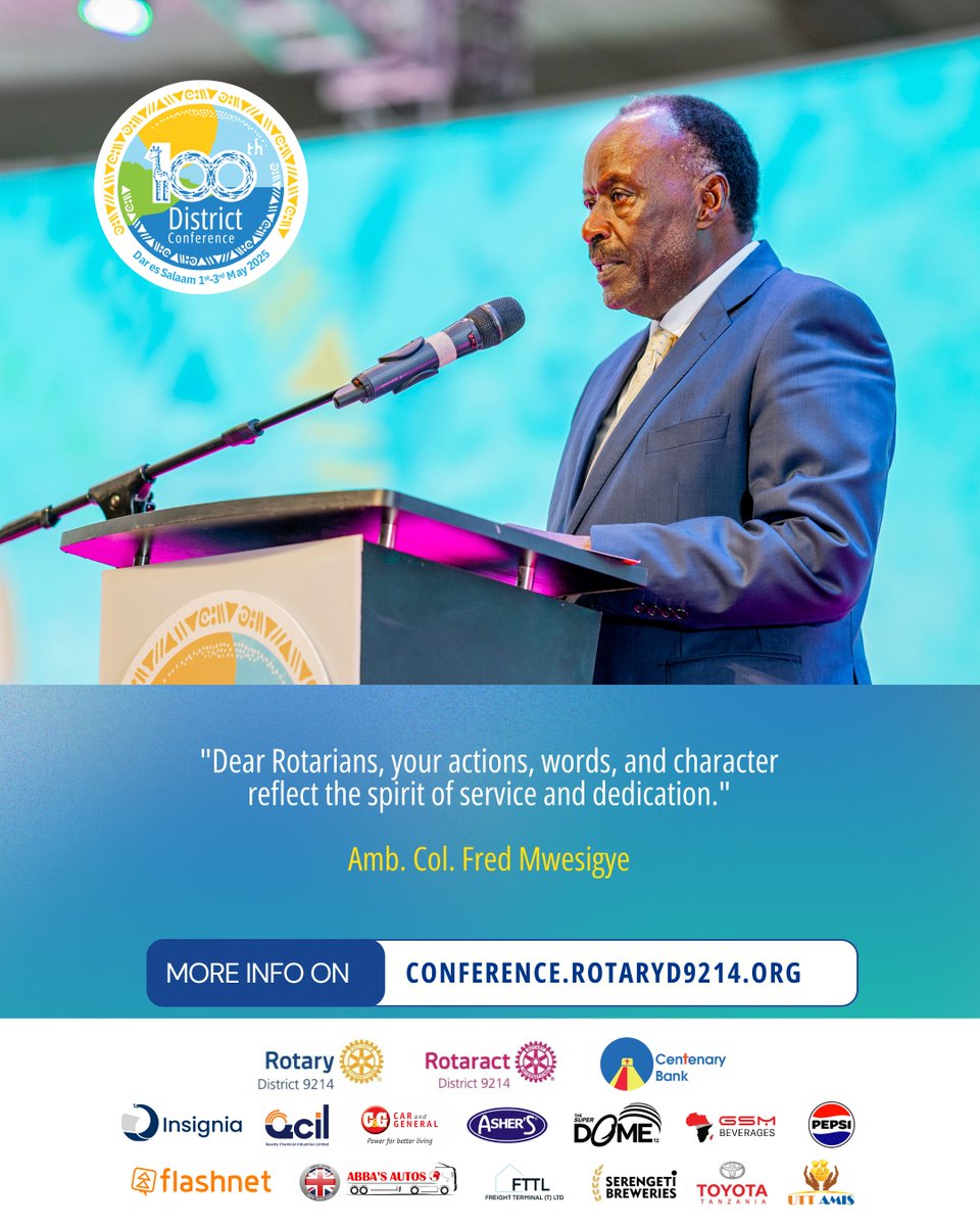 Rotary9214dca's tweet photo. Amb. Col. Fred Mwesigye had something deep to say about Rotarians.

#100thRotary9214DC https://t.co/9Kq8TrEucI
