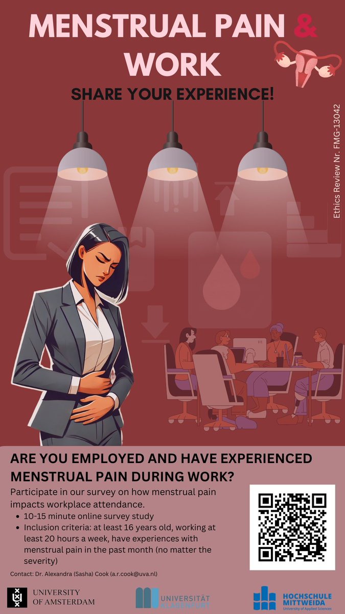 Period! (@periodmagazine) on Twitter photo Are you employed and have you experienced menstrual pain during work? Share your experience! <a href="/AR_SashaCook/">Sasha Cook</a> <a href="/UvA_Amsterdam/">UvA Amsterdam</a>
#menstruation Are you employed and have you experienced menstrual pain during work? Share your experience! <a href="/AR_SashaCook/">Sasha Cook</a> <a href="/UvA_Amsterdam/">UvA Amsterdam</a>
#menstruation