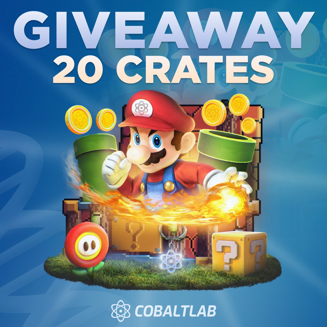 COBALT LAB (@cobaltlabrust) on Twitter photo $200 Giveaway! 20 Mario Crates 🎁
• Follow <a href="/Cobaltlabrust/">COBALT LAB</a>
• Like & Repost
• Tag 2 friends
– 5 winners will be picked in 7 days, Good Luck! 🍀 $200 Giveaway! 20 Mario Crates 🎁
• Follow <a href="/Cobaltlabrust/">COBALT LAB</a>
• Like & Repost
• Tag 2 friends
– 5 winners will be picked in 7 days, Good Luck! 🍀