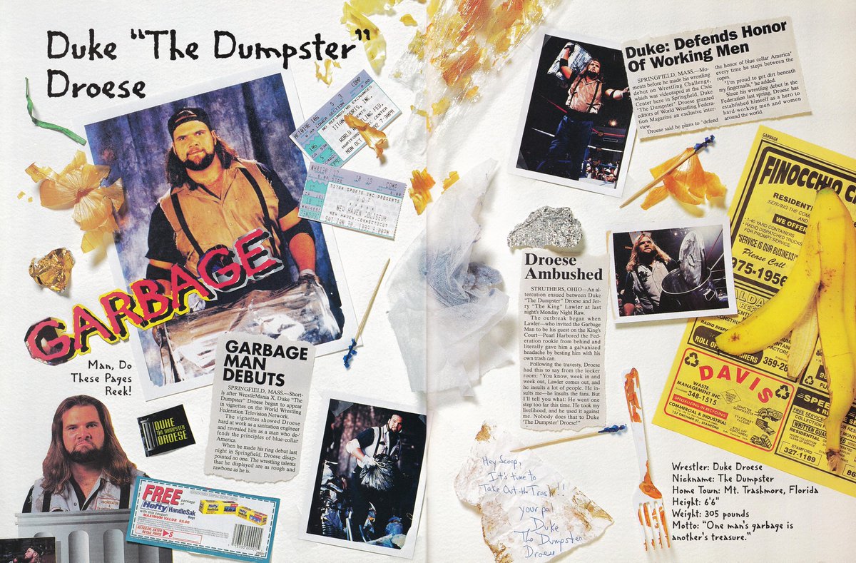 WWFWrestling1's tweet photo. Duke "The Dumpster" Droese section from the 'WWF Bodyslams and Memories: 1994 The Year in Review' official magazine. ποΈ #WWF #WWE #Wrestling #DukeDroese https://t.co/nqDF2qNuW2