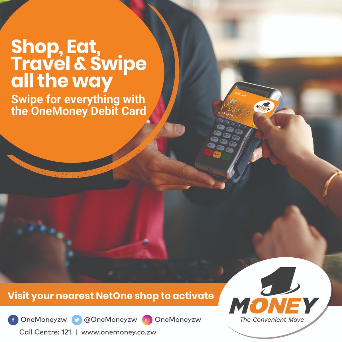 NetOneCellular's tweet photo. Live life to the fullest with the OneMoney Debit Card! 💳✨
From shopping sprees and dinner dates to travel adventures—paying has never been this easy. Just swipe and go!
Grab yours today at your nearest NetOne shop!
#OneMoney #SwipeAndGo #ConvenientMove https://t.co/NsaZUJ6xlf