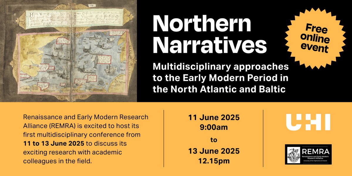 UHI Centre for History (@uhihistory) on Twitter photo ๐ฃ SAVE THE DATE ๐ฃ
REMRA is hosting its first multidisciplinary conference 'Northern Narratives' on 11-13 June. Registration will open soon, so make sure to add the dates in your calendar!
<a href="/INS_UHI/">UHI Institute for Northern Studies</a> <a href="/UHIArchaeology/">UHI Archaeology Institute</a> <a href="/ThinkUHI/">UHI</a> ๐ฃ SAVE THE DATE ๐ฃ
REMRA is hosting its first multidisciplinary conference 'Northern Narratives' on 11-13 June. Registration will open soon, so make sure to add the dates in your calendar!
<a href="/INS_UHI/">UHI Institute for Northern Studies</a> <a href="/UHIArchaeology/">UHI Archaeology Institute</a> <a href="/ThinkUHI/">UHI</a>