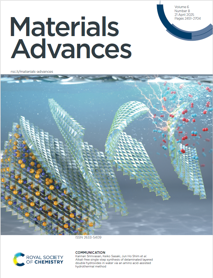 JMaterChem's tweet photo. Check out the front cover of issue 8 of #MaterialsAdvances!
'Alkali-free single-step synthesis of delaminated layered double hydroxides in water via an amino acid-assisted hydrothermal method' by Kannan Srinivasan, Keiko Sasaki, Jun Ho Shim et al.
@choco45
https://t.co/c5h56G6kvI https://t.co/fo3pTS5JPi