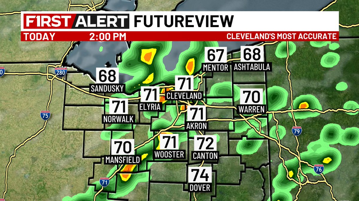 THIS AFTERNOON:  Thunderstorms in the area.  A few storms could turn severe.  Cleveland19.com/weather