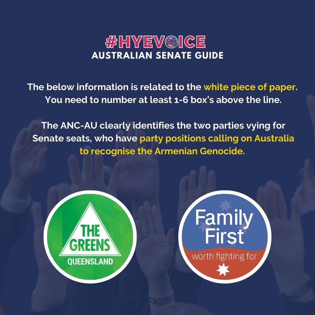 📌 LATEST! Armenian National Committee of Australia 2025 Federal Election Guide

READ ABOUT YOUR CANDIDATES HERE: shorturl.at/erPAj