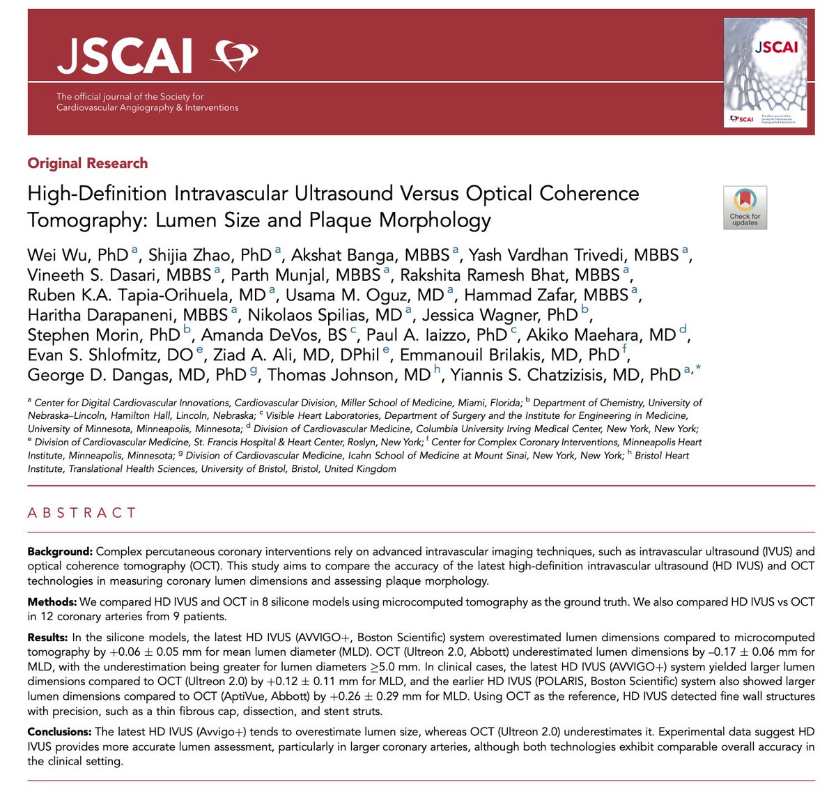 RakshitaBhat74's tweet photo. 🗞️ Hot off the press from @MyJSCAI 
🔍HD-IVUS vs OCT: which one’s more accurate?
We benchmarked both against micro-CT.
📈OCT underestimated
📉HD-IVUS slightly overestimated — but came closer to the truth.
🎯Precision #PCI 

Full study 🔗 https://t.co/p2ZVSq728L https://t.co/8G3GJWIQG0