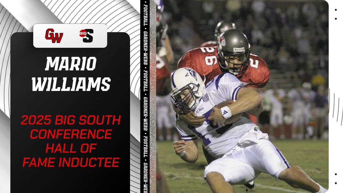 Former Gardner-Webb football standout Mario Williams has been inducted into the 2025 Big South Conference Hall of Fame Class‼️

#SkoDawgs #BornToRun