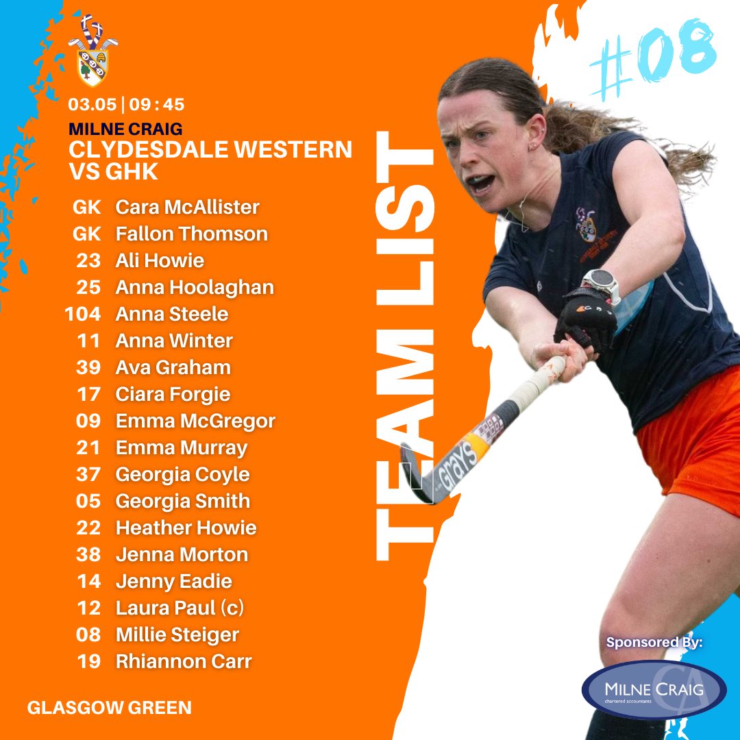🟠 MON THE DALE 🔵

Here is your Clydesdale Western 1st XI to play this weekend 🐝

L1s are at 9️⃣:4️⃣5️⃣am at Glasgow Green🧡

🏑🟦🟧🟦🟧⁣⁣⁣
⁣⁣⁣
#monthedale #monthedalewestern #supportyourclub