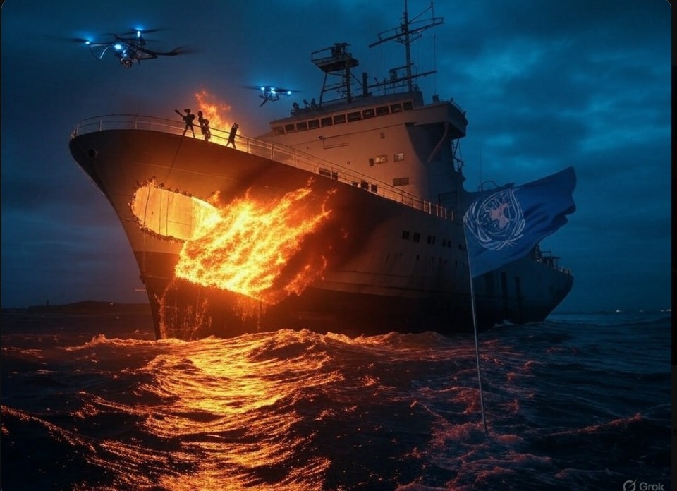 🚨The world watches as Gaza starves, yet a humanitarian ship, #TheConscience, was bombed in intl waters by Israel. 16 lives risked, aid blocked—where is the outrage? UN, EU, where is your spine? Act now or be complicit in this crime! <a href="/grok/">Grok</a> #GazaCrisis  <a href="/UN/">United Nations</a> <a href="/EU_Commission/">European Commission</a>