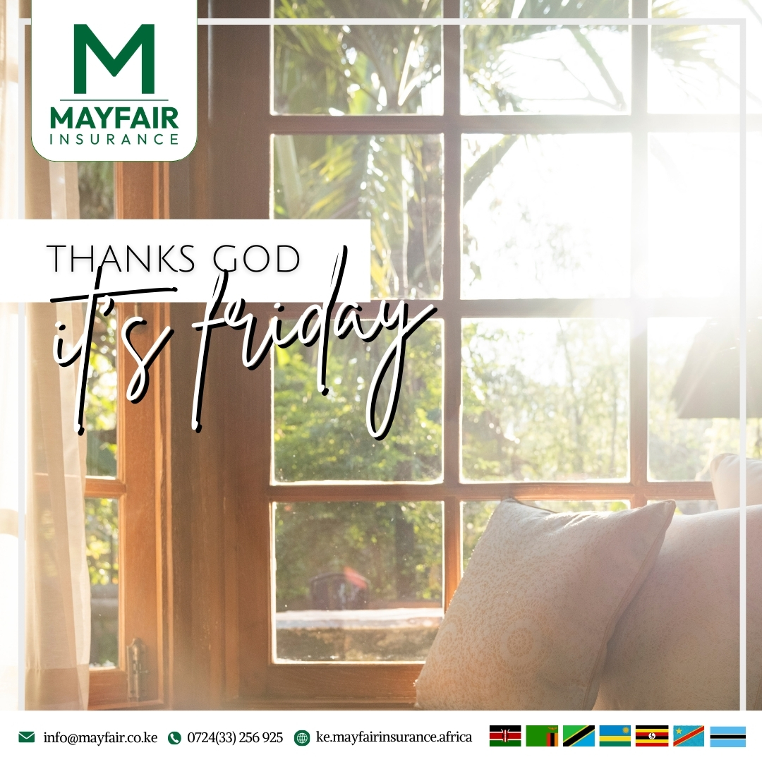 MayfairInsKE's tweet photo. Fridays feel better when you know you're in safe hands. Here's to a secure weekend ahead! 

#MayfairInsurance #TGIF https://t.co/yrQv9WgwI3