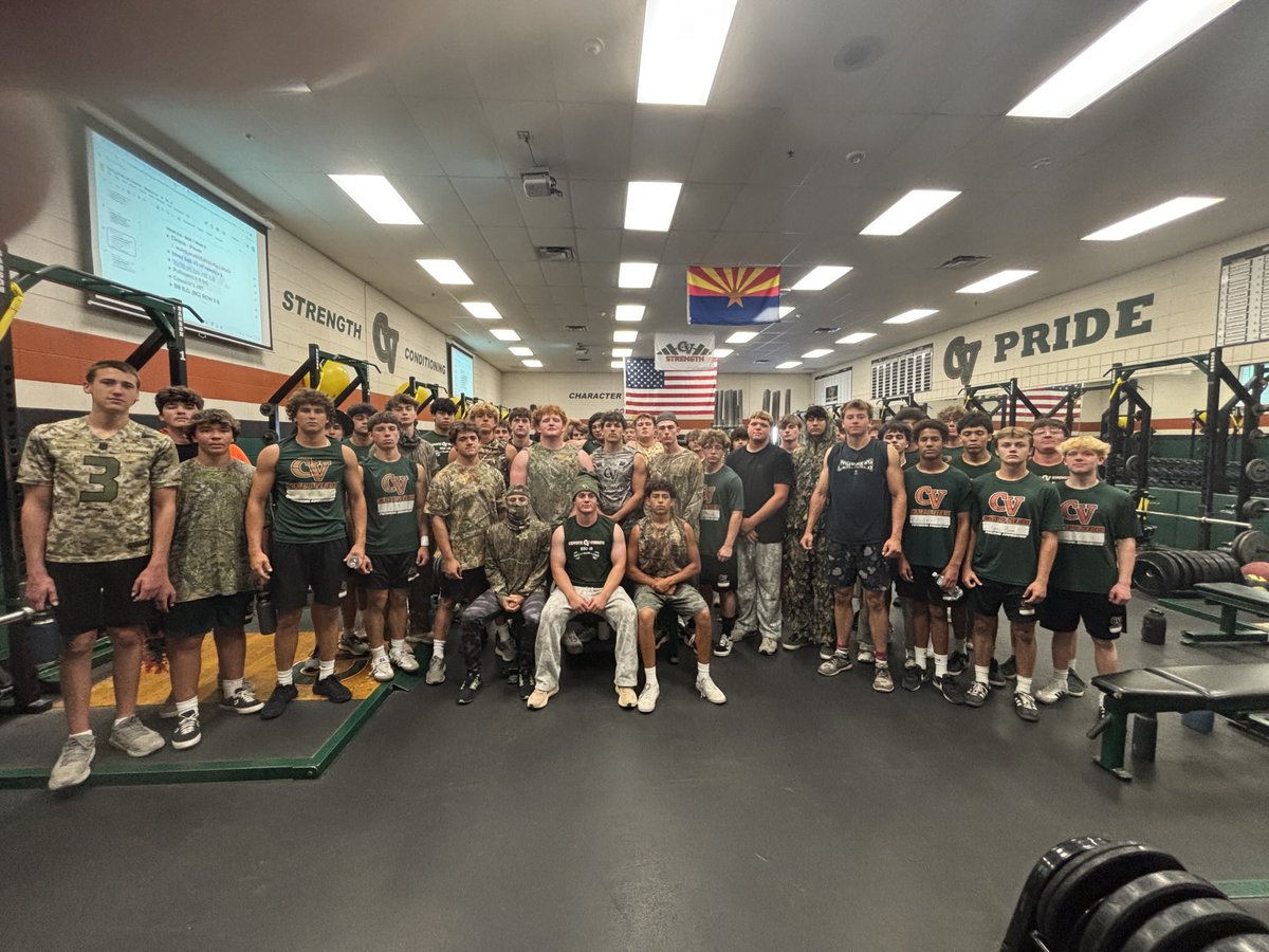Campo Verde Strength (@campostrength) on Twitter photo CV A hour Football players with “Camo Day” and “Friday Feast” breakfast at the end of the workout. Very proud of the hard work and dedication our players have demonstrated. <a href="/CVHSYotes/">CVHS Updates</a> CV A hour Football players with “Camo Day” and “Friday Feast” breakfast at the end of the workout. Very proud of the hard work and dedication our players have demonstrated. <a href="/CVHSYotes/">CVHS Updates</a>
