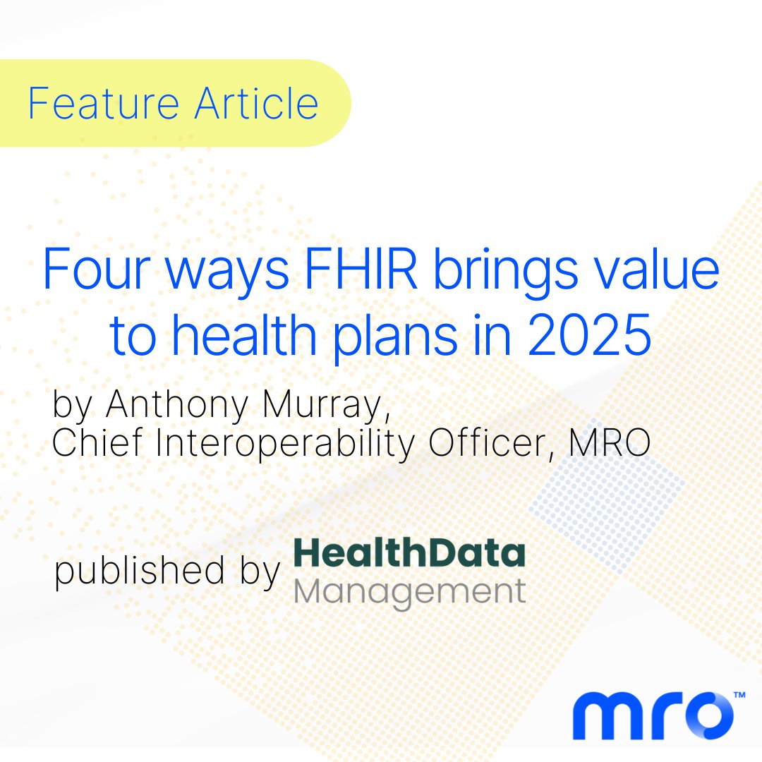MRO (@mrocorp) on Twitter photo Discover how the FHIR standard has emerged as the premier option for all health plans to gain comprehensive access to member data while promoting innovative value-based care strategies in this recent <a href="/HDMmagazine/">Health Data Management</a> article: okt.to/GalX0M Discover how the FHIR standard has emerged as the premier option for all health plans to gain comprehensive access to member data while promoting innovative value-based care strategies in this recent <a href="/HDMmagazine/">Health Data Management</a> article: okt.to/GalX0M
