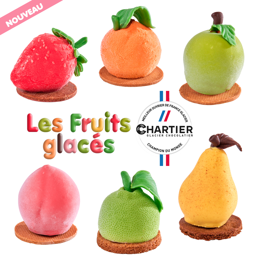 Les FRUITS GLACÉS par un #MOFGlacier 🇫🇷
🍏La Pomme 🍊La Clémentine 🍐La Poire 🍓La Fraise  🍑La Pêche  🍋Le Citron vert   
Nos 6 créations originales en boutique #Vannes 
Infos et commandes  sur alainchartier.fr
#AlainChartier #Fruitsglacés #Morbihan