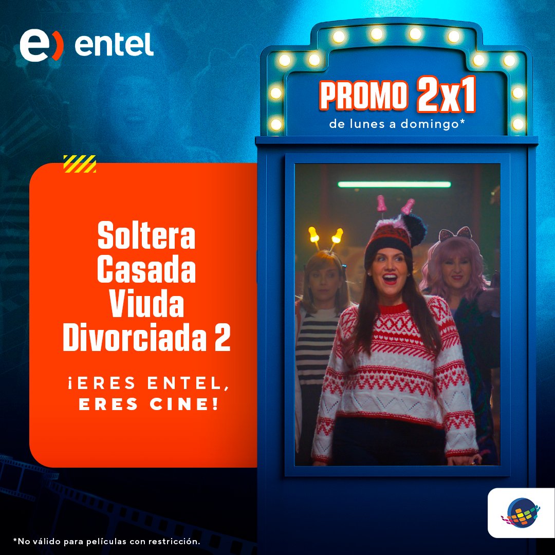 cineplanet's tweet photo. Hey, Planet! 👀 ¿Eres #Entel? ¡Entonces 2x1 en todas estas películas! 🎉🍿
Aprovecha y arma plan con tu bestie o tu flac@. 🤩
¡Solo necesitas activar tu código y listo! Compra desde la web 🌐 https://t.co/6jlYj0eGhi o en la app 📲.
#2x1Entel #Cineplanet #Planes #Cine https://t.co/uClzsQXGTy