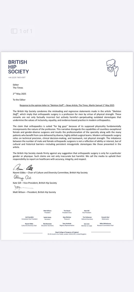 British Hip Society (@britishhip) on Twitter photo <a href="/BritishHip/">British Hip Society</a> formal letter to Editor of the <a href="/thetimes/">The Times and The Sunday Times</a> in response to opinion piece on female orthopaedic surgeons - please feel free to comment and retweet… <a href="/BritishHip/">British Hip Society</a> formal letter to Editor of the <a href="/thetimes/">The Times and The Sunday Times</a> in response to opinion piece on female orthopaedic surgeons - please feel free to comment and retweet…