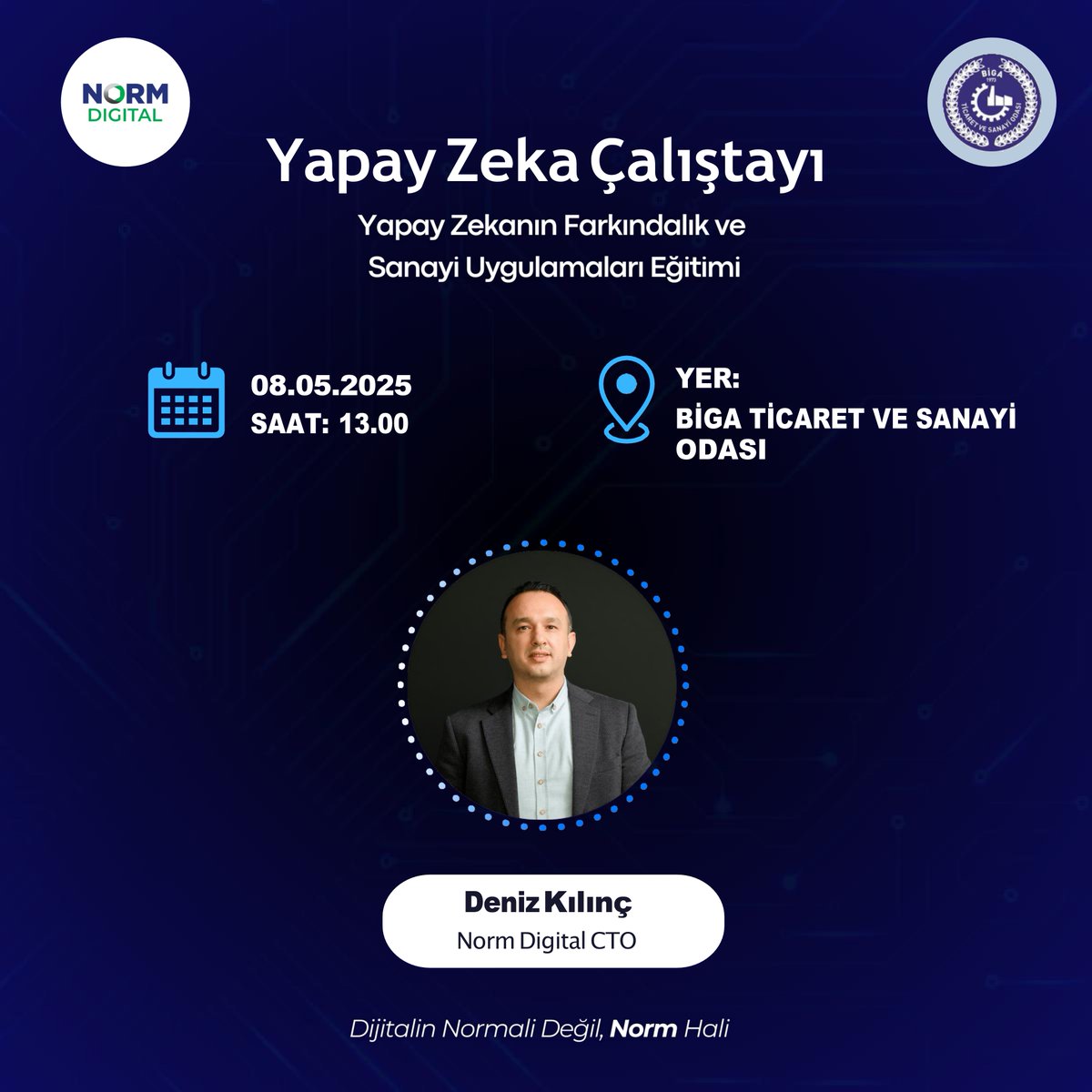 Biga_TSO's tweet photo. İŞİNİZİ YAPAY ZEKA İLE DÖNÜŞTÜRÜN! 
Biga TSO ile Norm Digital iş birliğinde,  08 Mayıs 2025 Perşembe günü 13.00-16.45 saatleri arasında üyelerimize özel ücretsiz olarak düzenlenecek “Yapay Zeka Çalıştayı”na davetlisiniz. 
SON KAYIT 06.05.2025
KAYIT LİNKİ: https://t.co/UgELlzQ0uu https://t.co/l5iUuWrtzs