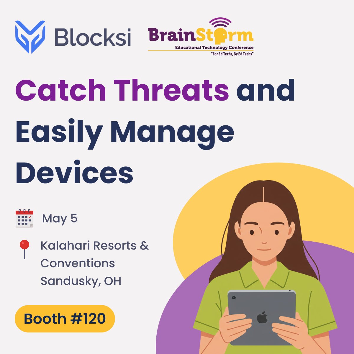 Blocksi1's tweet image. Threats move fast—your IT team should move faster. ⚡

Detect risks and manage school devices safely. 

Want to see how? 👉 📌 booth #120 at @brainstormk20.

#classroomtech #edapps