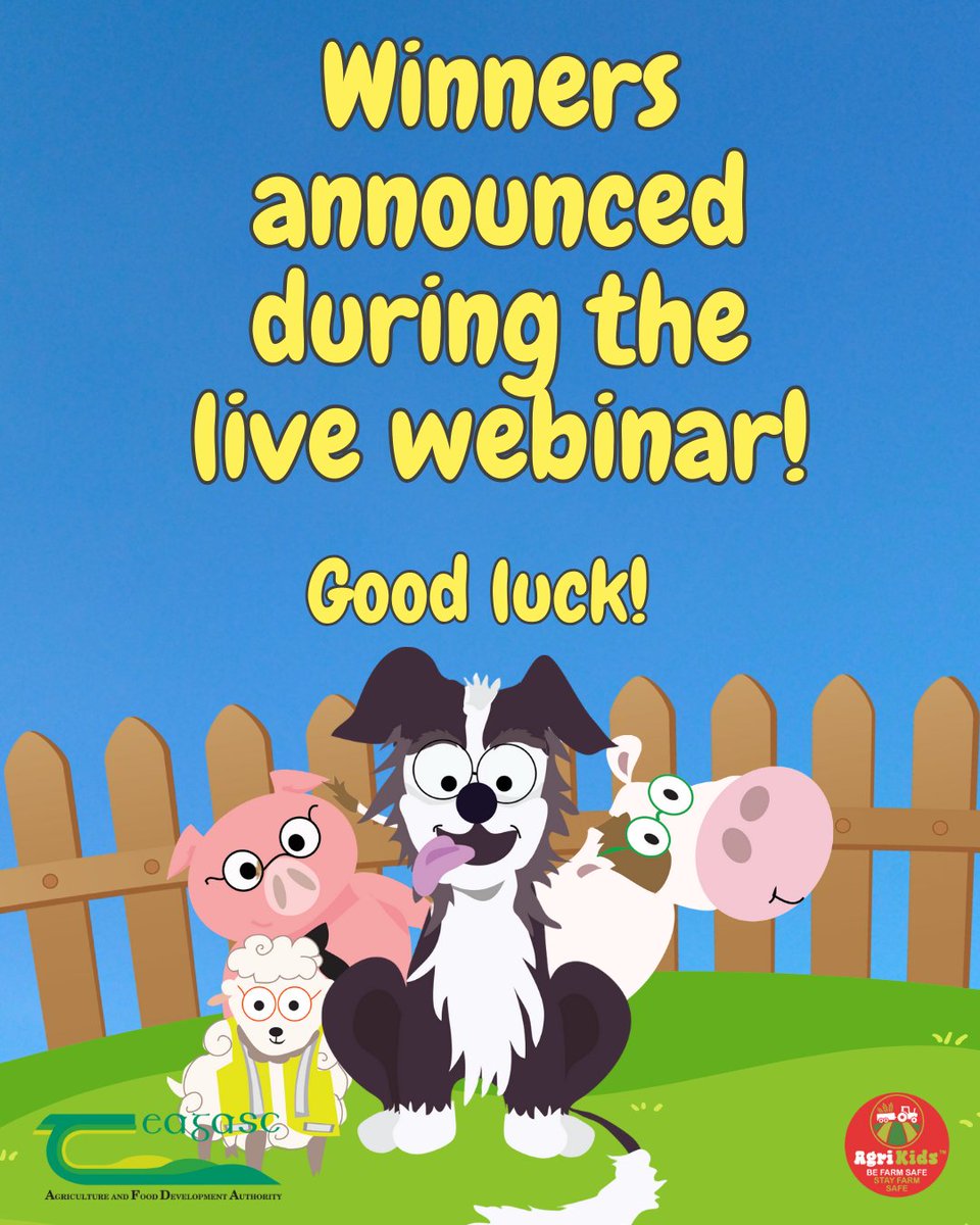 teagasc's tweet photo. Jessy is going LIVE on Thursday June 19 at 11 AM for a farm safety webinar to keep everyone safe on farms this summer๐ ๐ โ ๏ธ
๐๏ธ Enter the art competition and register for the live webinar now at https://t.co/Ja5ElABlac #StaySafeWithJessy @agrikid https://t.co/PDCVcqUghA