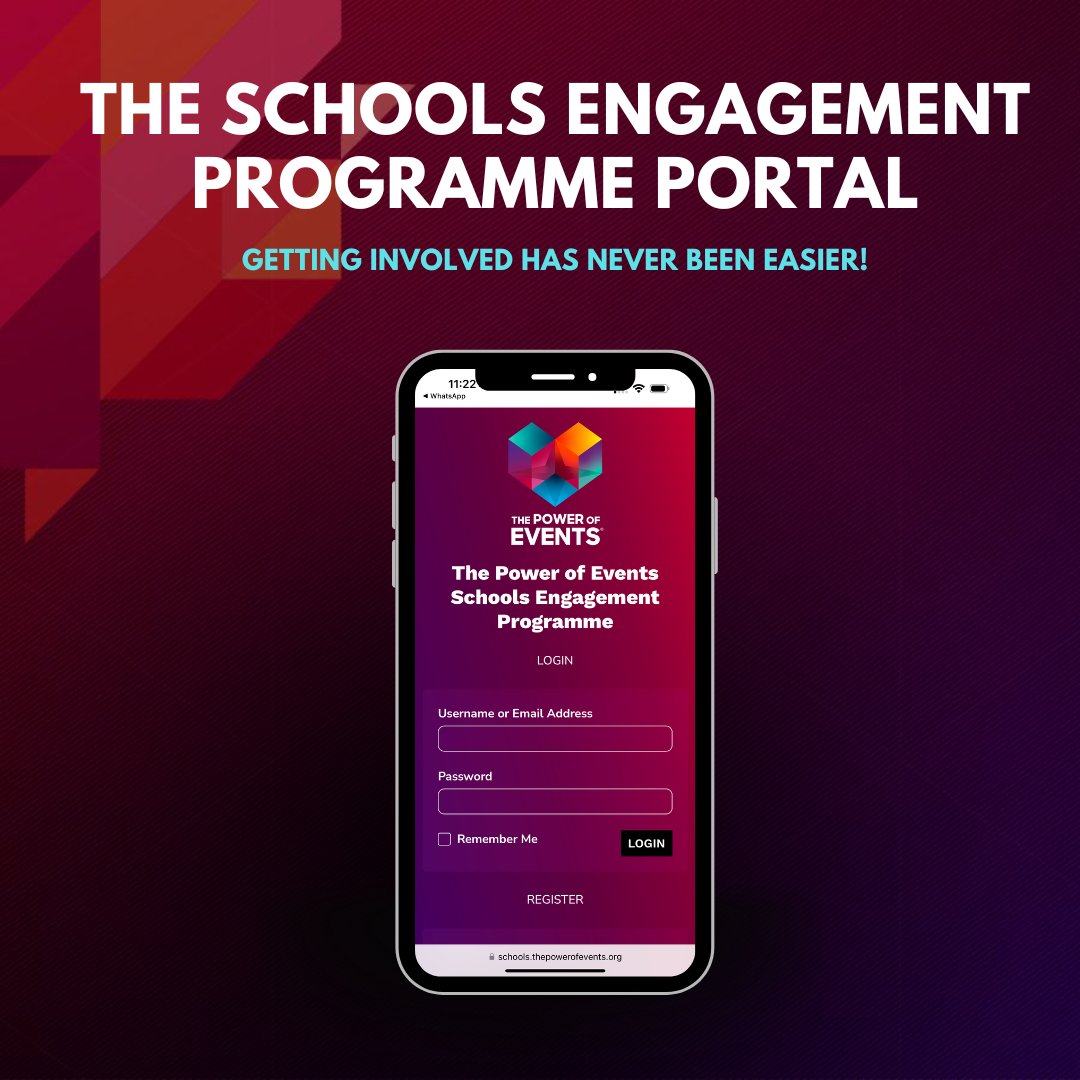 Get involved like never before with the Schools Engagement Programme!

Sign up to the portal here and get involved: schools.thepowerofevents.org