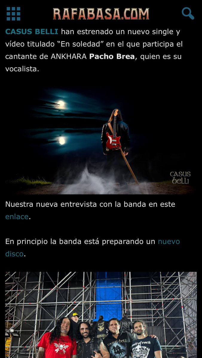 Casus Belli estrenan vídeo single 
Fuente: <a href="/rafa_basa/">RafaBasa.com Oficial</a> 

rafabasa.com/2025/05/02/arg…