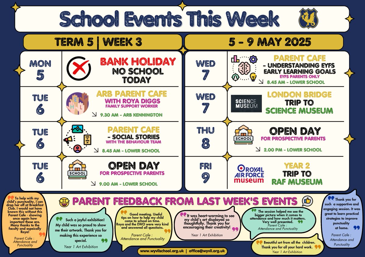 📢 Exciting events coming up at Wyvil Primary School next week! 🌟