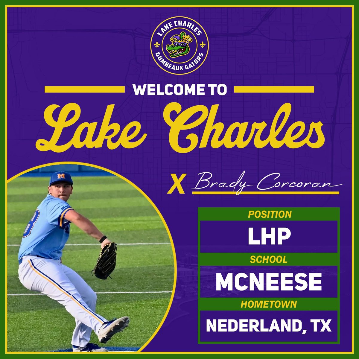 gumbeauxgators's tweet image. Welcome to Lake Charles, Brady Corcoran! 🐊⚾️

The freshman LHP from Nederland, TX has posted a 2.84 ERA with 21 Ks in 19 IP for @McNeeseBaseball.

#GeauxGators