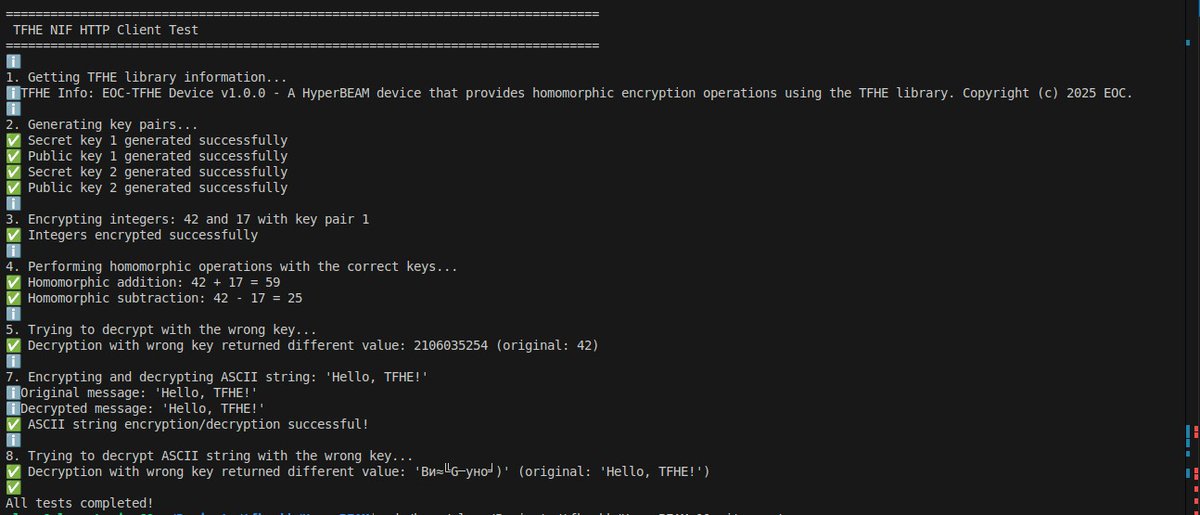 Introducing our first take on high-performance TFHE inside hyperBEAM. WASM may be good for a lot of workloads, but homomorphic operations needed something better: an Erlang-based NIF device tailored specifically for executing native code with almost no overhead.