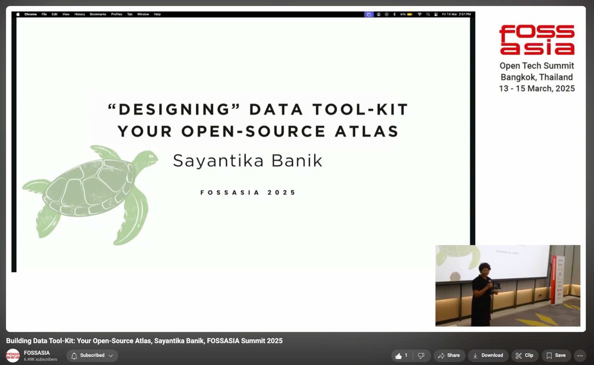 fossasia's tweet image. Feeling lost in the sea of data tools?
Sayantika Banik at #FOSSASIASummit2025 shows how to build your own open-source data toolkit—flexible, reproducible, and tailored to your workflow.
🔗 Watch here: youtu.be/rf8r0AvRQ_A

#OpenSource #DataTools #FOSSASIA #FOSS