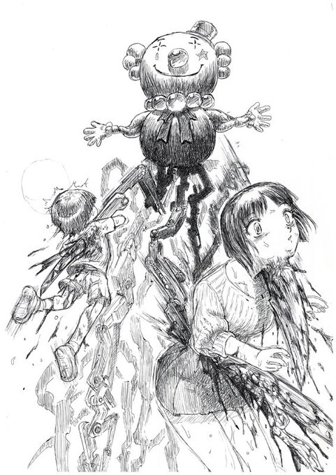 入院生活中に描いた絵
「にげろー!殺人ピエロだ!」
#ボールペン画 