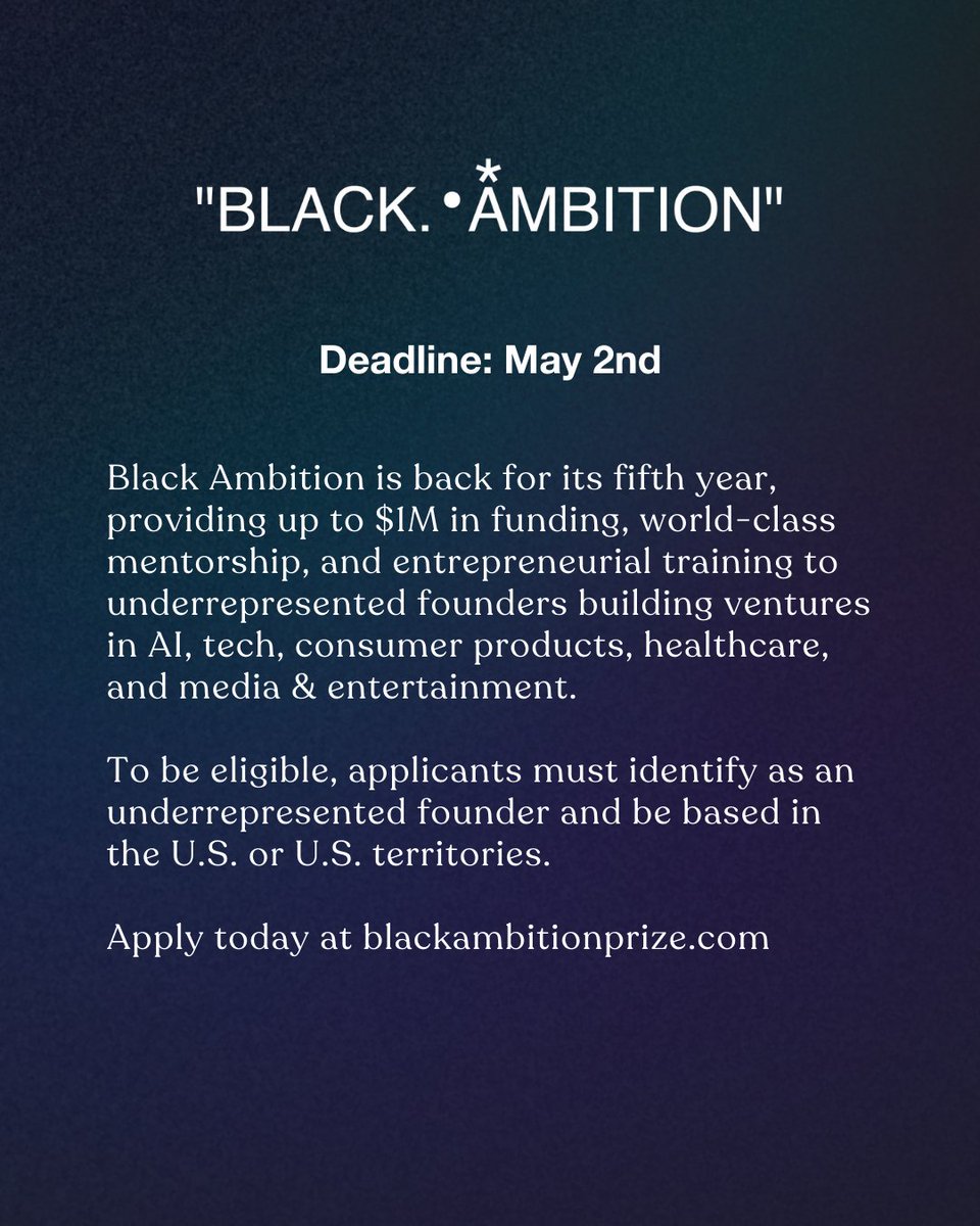 blackambitionpz's tweet image. May is blooming with funding opportunities designed to fuel your next move—whether you&apos;re building from the ground up, scaling what you’ve started, or raising capital to take things further. bit.ly/3D83i0P 

#BlackAmbition #FounderFunding #SpringIntoSuccess