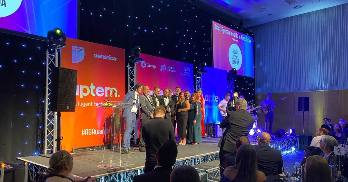 NEWS: At last night's Apprenticeship Guide Awards 2025, #CumbriaUni was delighted to win the Best Health Apprenticeship award. We were also highly commended in the Best University for Apprenticeships category 🏆.

Read the full story here: gloo.to/Fyyf

#AGAwards