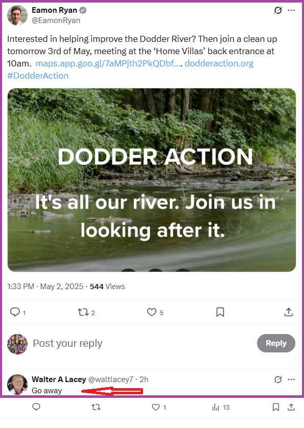 realWokeyLeaks's tweet image. The former leadre of Ireland's green party has 55,000 followers on Twitter. He made a post 2 hours ago, it has one reply. And it's exactly what you'd think.

#iLoveDemocracy