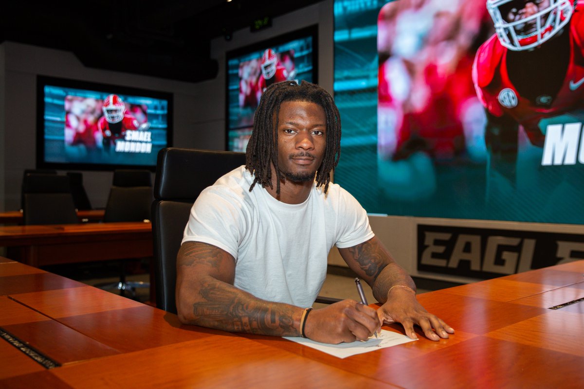 Eagles's tweet photo. We've signed the following 2025 draft picks: LB Smael Mondon, QB Kyle McCord, OT Myles Hinton, and OLB Antwuan Powell-Ryland. https://t.co/SvUCFSFJzF