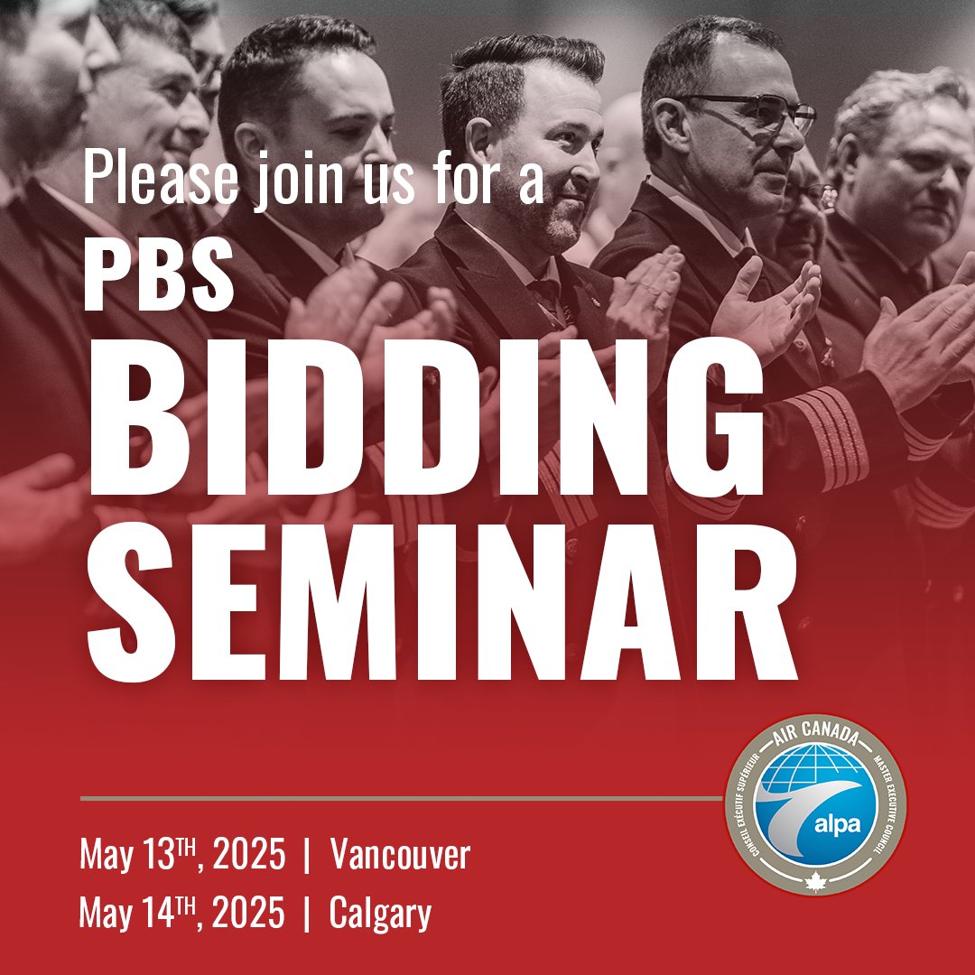 Join us next week in Calgary and Vancouver for our PBS Bidding Seminars. Open to pilots from all bases, including pilots on a layover.
