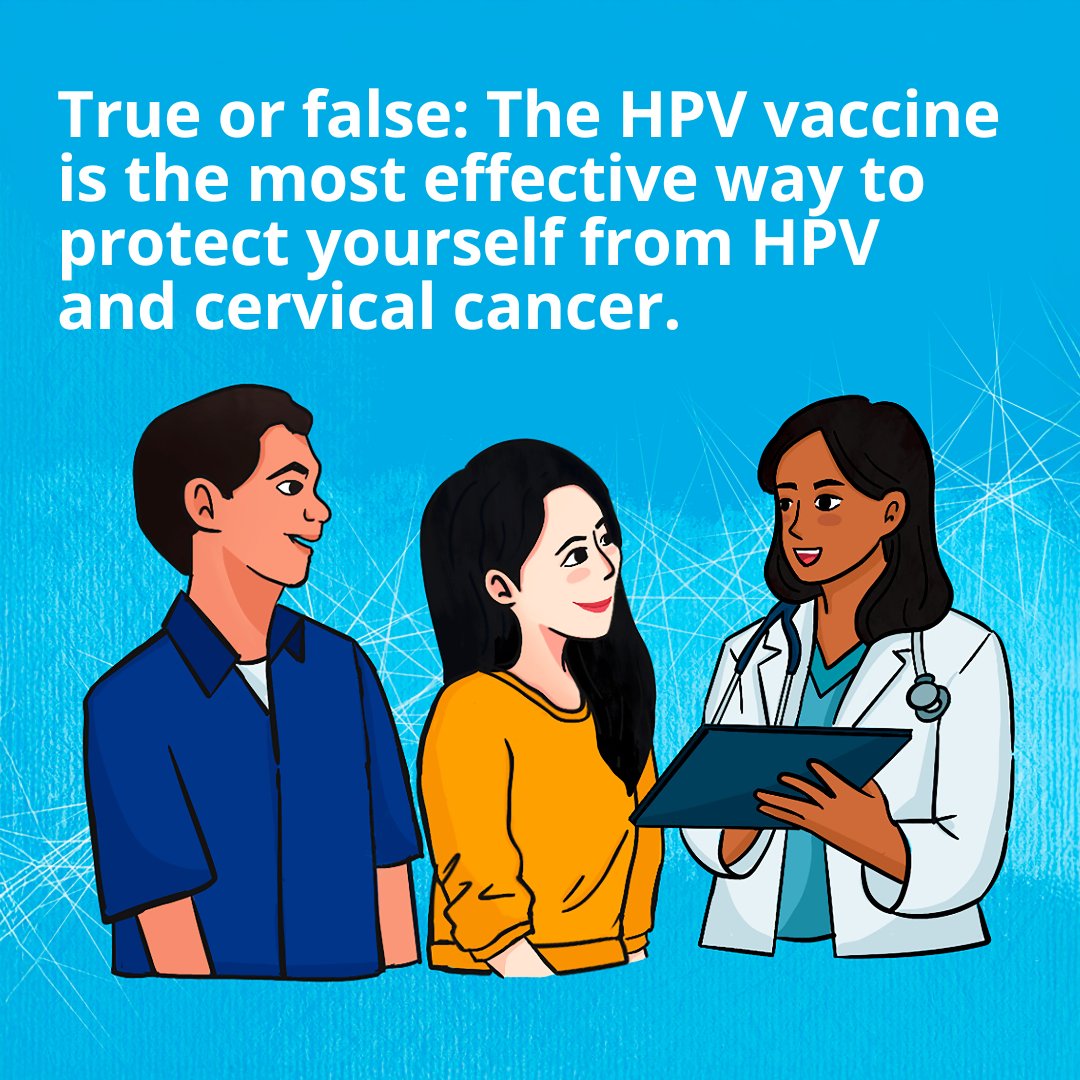 ✅ It’s true! That’s why it’s a good idea to get vaccinated early.

💡 Send “HPVCHAT” to U-Report on Facebook, Instagram or WhatsApp to learn more about how to stay safe.